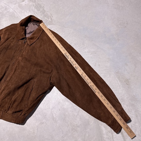 VTG Golden Bear Sportswear Men's SZ L Brown Suede Leather Bomber Jacket USA MADE - Picture 9 of 12